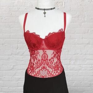 red lace lingerie bodysuit